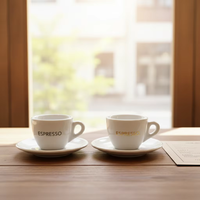 Mini tasse à café latte en céramique épaisse, gobelet à cappuccino 50 ml, ensemble tasse et soucoupe à expresso avec logo personnalisé pour cadeaux