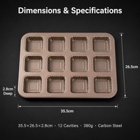 Moule à brownie Beasea avec séparateurs, 12 cavités carrées, pour mini-cupcakes et brownies, antiadhésif, en acier au carbone, pour la cuisson à la maison et en cuisine