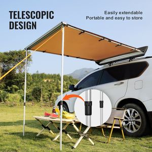 DB Wholesale Retractable <b>Car</b> Side <b>Awning</b> Large 4.6'x6.6' PU3000mm UV50+ Waterproof Canvas Vehicle <b>Awning</b> with Shade Coverage - Product Image 4