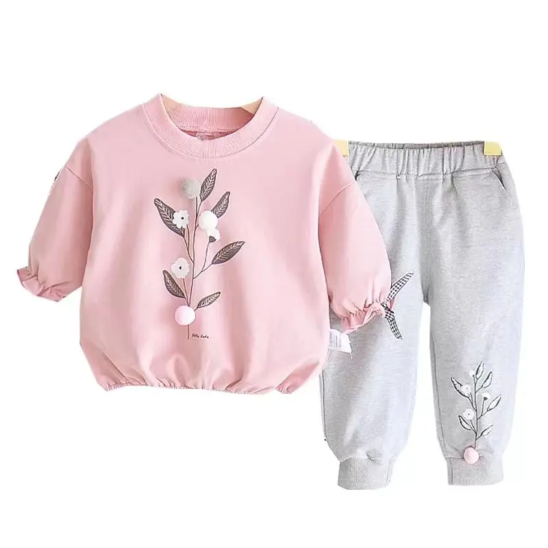 Leaf suit pattern suit girls' clothing spring and autumn casual wear cheap children's clothing wholesale