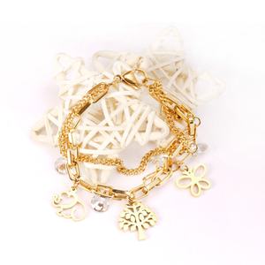 Pulsera de Acero Inoxidable con Cadena Ajustable y Dijes para Mujer, Joyería de Oro al por Mayor para Fiestas - Product Image 2