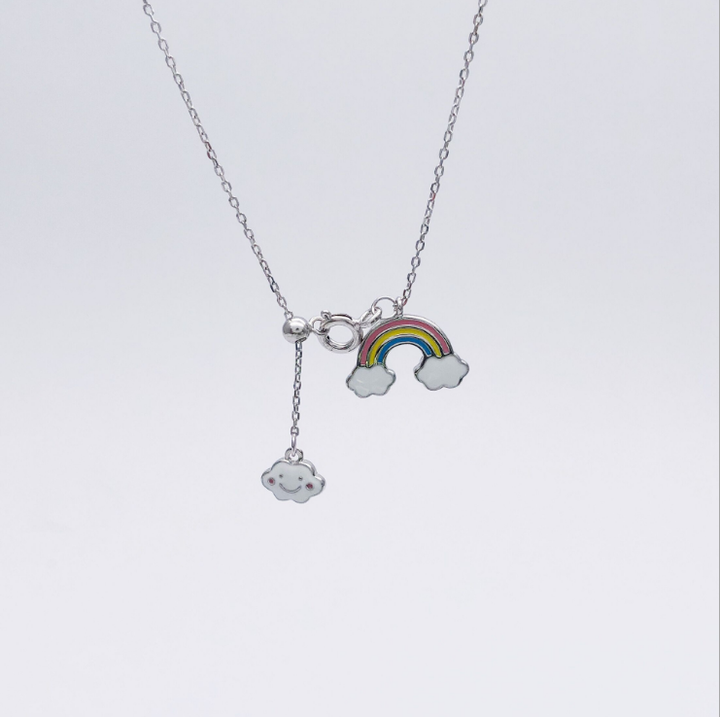 S925 Sterling Silver Rainbow Cloud Necklace for Birthday Gift