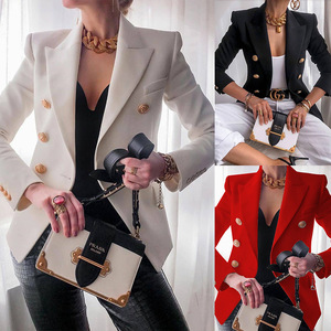 High Quality Spring Single Button Breathable Casual Lapel Double Breasted Solid Blazer for <b>Women</b> - Product Image 6