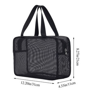 Custom <b>Reusable</b> Mesh Tote <b>Bag</b> with Zipper Closure Letter Design for Gym Travel Camping & Business Use - Product Image 2
