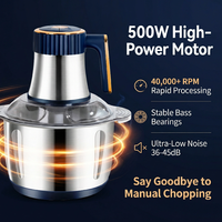 Robot culinaire électrique puissant 500W, hachoir à viande en acier inoxydable 304, machine à hacher la viande 5L, portable pour la maison et les restaurants