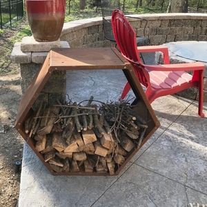 HUIDING Outdoor Honeycomb Cold-Rolled Steel Firewood <strong>Log</strong> Rack Set for Backyard, Patio, Lawn - Product Image 1