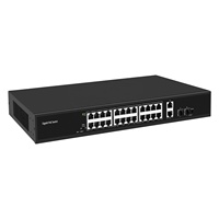 Commutateur PoE 4COVR 400W sans ventilateur, 24 ports, 802.3af/at, Full Gigabit, 2*1Gbps Uplink, VLAN, pour système de caméra de sécurité PoE