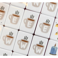 Tuiles de Mahjong Américaines Thème Café Rétro Automnal, Mahjong en Acrylique 3 Couches
