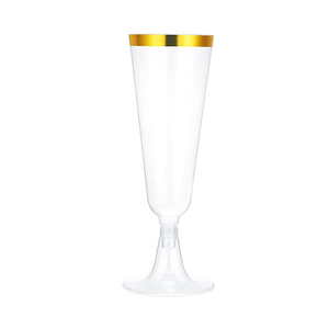 Copas de Champán Desechables de Plástico PS con Borde Dorado Plateado, Juego de 25 Piezas, 4.7oz/150ml, para Bodas y Fiestas - Product Image 4