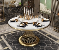 GEDO Luxury Style Esszimmer möbel Weißer runder Esstisch mit Marmorplatte