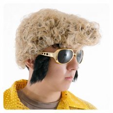 PW Party Long-Term Show Elvis Peluca Rizado Rubio Resistente al calor Pelo sintético Fibra de alta temperatura Pelucas delanteras de encaje - Product Image 1