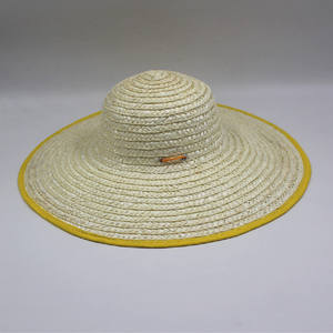 Sombrero de Paja Unisex Blanco Blanqueado con Borde Ancho Amarillo, Sombrero de Verano para Playa y Protección Solar - Product Image 2
