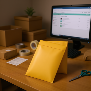 Enveloppes d'expédition rembourrées en papier kraft jaune à bulles, 8,5 x 13 pouces, auto-adhésives, imperméables, 56 g/m², pour vêtements - Product Image 2