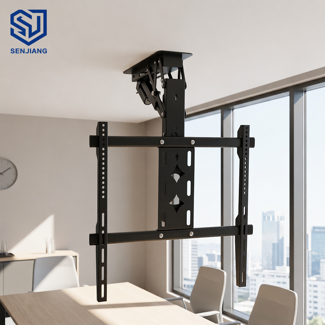 Sengjiang Home & Office 50-75 Inches Ceiling Motorized TV Mount Heavy Load Ceiling Drop Down TV Lift Electric Flip Brackets