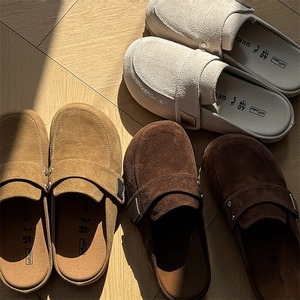 Retro sandals men women leather thick-soled <b>slippers</b> inner heightening design Spring Summer 2025 collection - Product Image 2