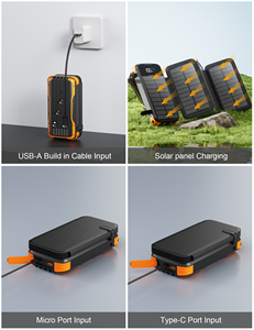 2025 meilleurs produits de vente 4 panneau de cellules solaires grande capacité 20000mAh Portable étanche <span class=keywords><strong>pour</strong></span> <span class=keywords><strong>Iphone</strong></span> <span class=keywords><strong>chargeur</strong></span> <span class=keywords><strong>solaire</strong></span> Powerbank - Product Image 4