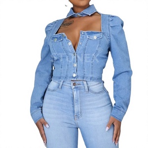 Veste en jean pour femme OEM ODM, mode décontractée streetwear, vêtement d'extérieur en coton, logo personnalisé, vente en gros usine - Product Image 1