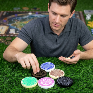 Ensemble de sous-verres en plastique imprimés modernes avec des motifs hypnotiques colorés pour une utilisation en intérieur et en extérieur - Product Image 1