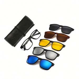 Lunettes de vue polarisées 5 en 1 pour hommes et femmes avec étui UV400, monture ultra-légère TR90, clip magnétique pour lunettes de soleil - Product Image 1