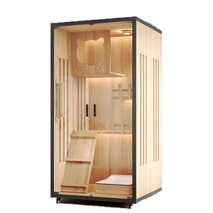 Multi-Feature Grote Ruimte Houten Binnen/Buiten Kattenhuis Met Ventilatie Glazen Deur Krassen Post Kattenkooi Huisdier Meubels - Product Image 1