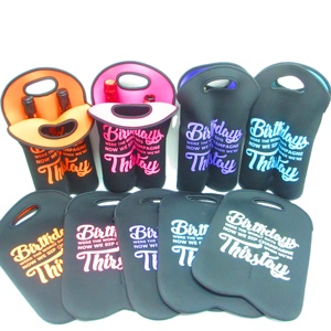 Neoprene Dampproof Double Wine <b>Bottle</b> Holder Insulated Cooler Bag 2 Pack Insulated Tote <b>Bottle</b> Carrier Bucket Wine Cooler Bag - Product Image 4