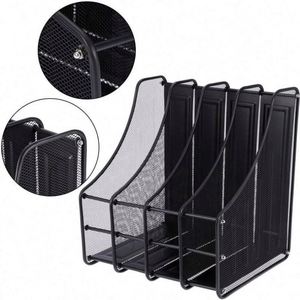 Office School Supplies 4 Tiers Magazine Holder <b>File</b> Dividers Shelf Metal Mesh Desk <b>Organizer</b> Office Accessories - Product Image 4