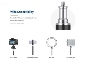 Trípode de Escritorio Metálico Ajustable <span class=keywords><strong>NEEWER</strong></span> de 13.8"-23.6" con Cabezal de Bola de 1/4" y Soporte de Zapata Fría |   Abrazadera en C para Cámara - Product Image 3