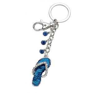 Portachiavi a Forma di Infradito Azzurro con Moschettone Promozionale Senza Confezione - Product Image 1