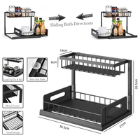 Organisateur d'espace sous l'évier de cuisine, étagère coulissante multifonctionnelle, panier de rangement de cuisine pour accessoires d'évier