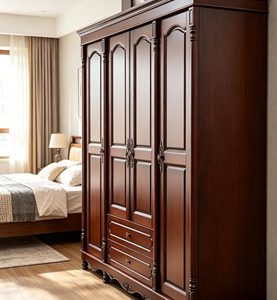 Armario Tradicional de Madera Maciza con Puertas de Panel Elevado y Diseño con Bisagras, Gran Capacidad, Estilo Antiguo - Product Image 2