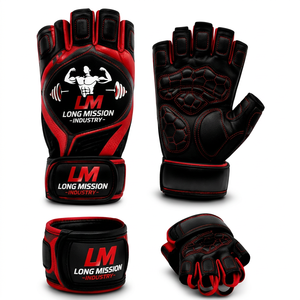 Guantes de Motocicleta Largos Deportivos de Cuero hasta la Muñeca, Transpirables, con Pantalla Táctil, para Deportes, Cuatro Estaciones, Negro y Rojo - Product Image 1