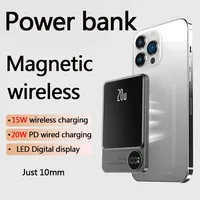 Batería Externa Magnética Inalámbrica de 10000mAh Ultra Delgada y Portátil con Carga Rápida, Compatible con iPhone 16 15 14 13