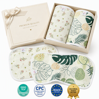 Ensemble cadeau de lingettes à épaules pour bébé avec logo personnalisé, 100% coton certifié OEKO-TEX, imprimé froissé, doux et absorbant pour nouveau-né