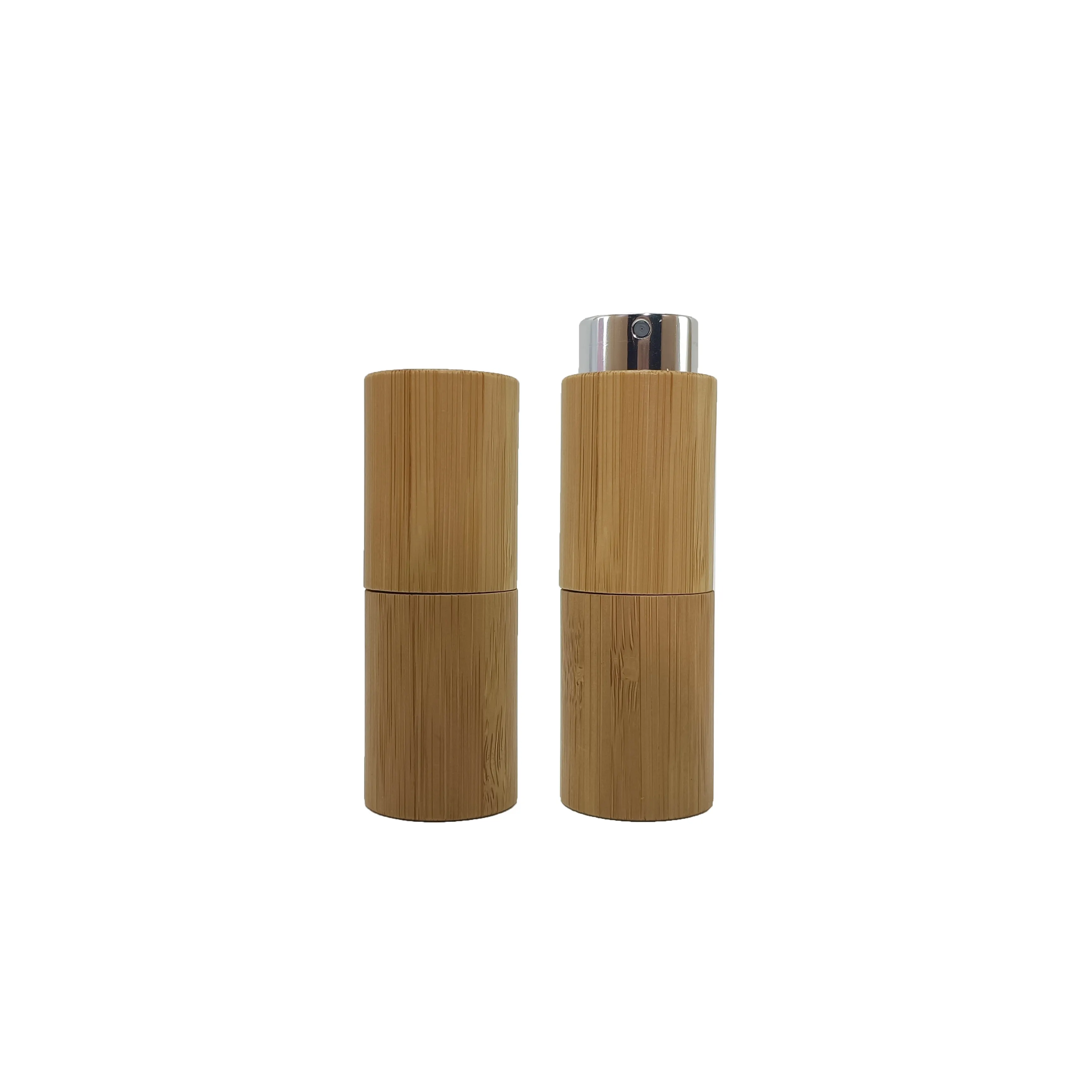 Portable bamboo rotate spray bottle empty perfume bottle atomizer travel for makeup water BAJ207