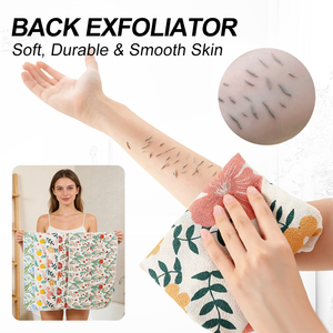 ผ้าขนหนูอาบน้ำปอกระเจาแบบสองหน้าสำหรับผู้ใหญ่ผ้าขนหนูเช็ดมือยาวถูหลังอาบน้ำผ้าใยป่านศรนารายณ์ดึงด้านหลัง - Product Image 3