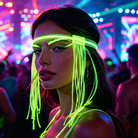 Boucles d'oreilles à pampilles néon réactives aux UV - Décoration de pampilles arc-en-ciel lumineuses pour les tenues de rave et de festival