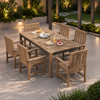 Ensemble de salle à manger de patio résistant à la décoloration et à la décomposition, table de salle à manger en HIPS, chaises imperméables pour jardin et cour arrière