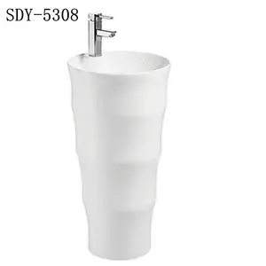 Uma peça de cerâmica stand pedestal pia de pedestal bacia canto lavatório do banheiro pequeno tamanho