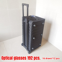 Vente en gros 192pcs EVA Optique Lunettes Trolley Case Lunettes Échantillon Boîte Lunettes Business Trolley Vitrine