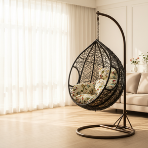 Sedia a dondolo singola in rattan a forma di nido d'uccello, sedia a dondolo da esterno, sedia a dondolo da interno per balcone - Product Image 5