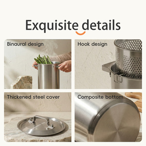 Vente Flash : Poêle à Frire Profonde en Acier Inoxydable 304 à Double Poignée Haute <span class=keywords><strong>pour</strong></span> Cuisine Domestique, Cuisinière à Gaz, Table de Cuisson à <span class=keywords><strong>Induction</strong></span> et Usage Commercial - Product Image 5