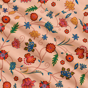 Colección Cottagecore: Tela Ligera de Algodón con Estampado Floral de Flores Ilustradas en Satén, Color Rosa Polvoriento Salvia, Estilo Vintage - Product Image 5