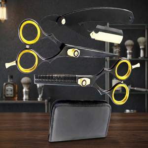 ASAP High Quality Stainless Steel <b>Men</b> Grooming Scissors Set Sustainable Quality Powder Coated Barber Scissors Kit Right-Handed - Product Image 5