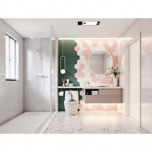 Meubles de salle de bain en mélamine personnalisés, lavabo en bois, unité flottante, meuble-lavabo mural flottant de luxe, style européen antique - Product Image 6