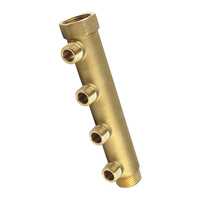 Collecteur de distribution linéaire en laiton de 50 mm, options 2 à 8 voies, entrées mâles 3/4\" et 1\" avec sorties 1/2\" ou 3/4\"