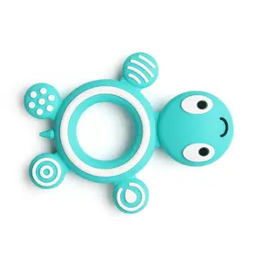 Cute little turtle baby teether set children's silicone teething baby anti-bite glue toy