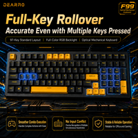 Clavier mécanique filaire F99 pour le jeu, disposition 97 touches, éclairage RGB interchangeable à chaud, touches PBT, ergonomique, bureau, jeu, USB pour PC, joueurs