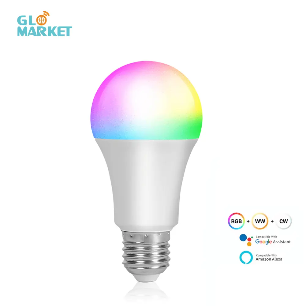 Glomarket 120V 220V Smart Led Ampoule 9W Ampoules E27 Couleur Led Lampe Ampoule Alexa Matière Wifi Contrôle Rgb Smart Lighting