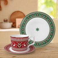 Service de table en porcelaine fine de Noël – Assiettes et bols en céramique ronds pour fêtes, maison et restaurant