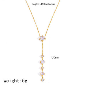 Stainless Steel <b>Necklace</b> With Diamond Heart Shape Bezel Setting Long Sweater Chain For Women Daily Wear Gift Jewelry - Product Image 4